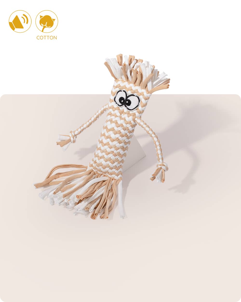 Cartoon Design Squeaky Chew Dog Toy - Brown - stringsmall