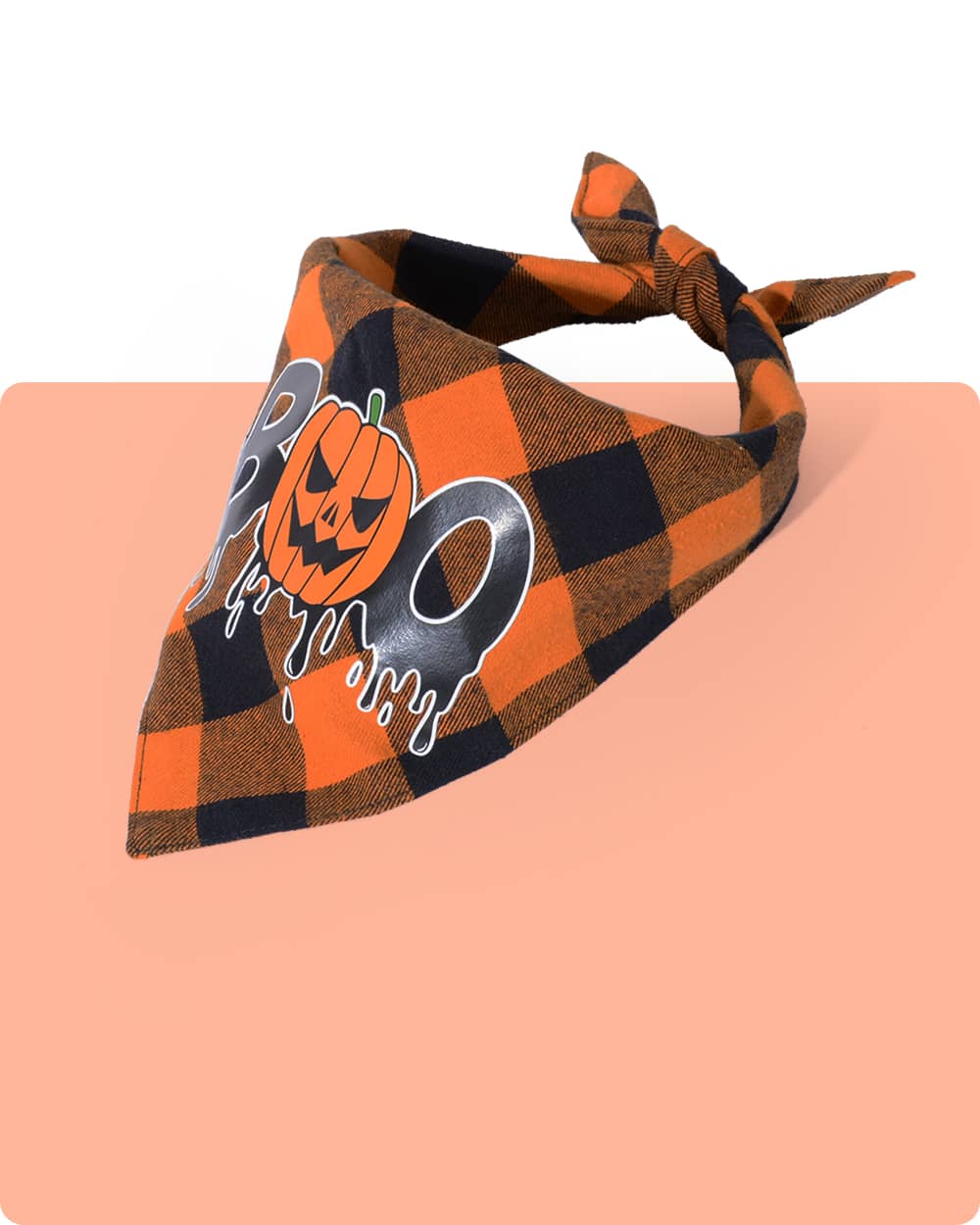 Halloween Dog Bandana - Orange Plaid - stringsmall