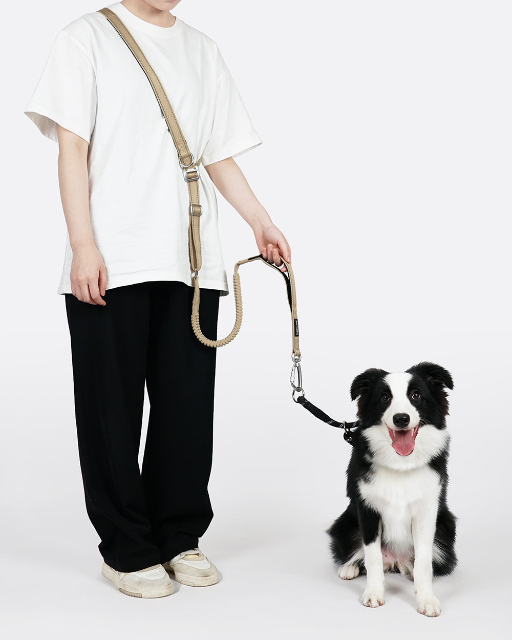 All-Metal Multifunctional Hands-Free Dog Leash - British Khaki