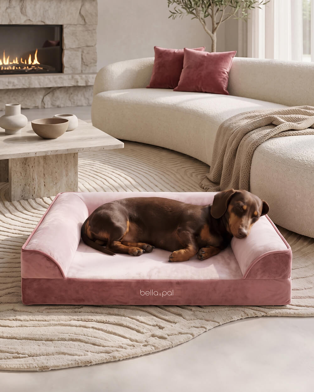 SnugNest Plus Memory Foam Orthopedic Dog Bed - Pink