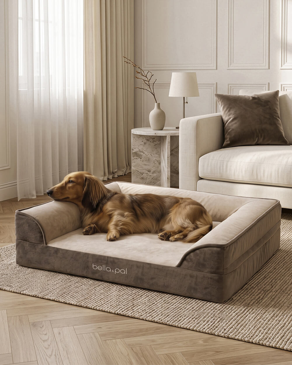 SnugNest Plus Memory Foam Orthopedic Dog Bed - Beige