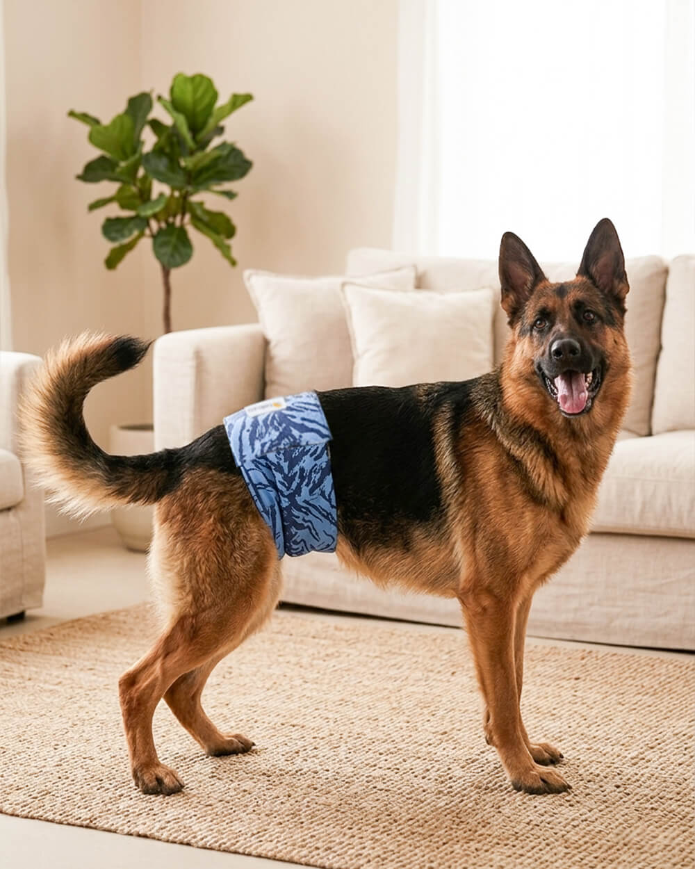 Washable Male Dog Belly Band Set - Blue Safari
